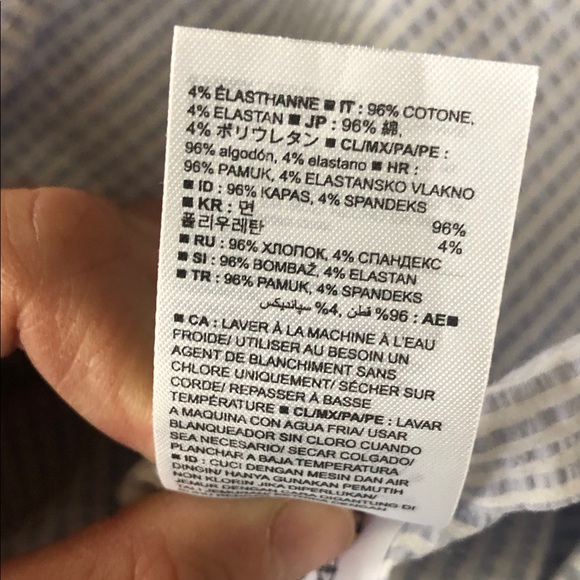 NEW Banana Republic Off The Shoulder Poplin Long Sleeve Ruffle Stripe Blue White - Picture 6 of 6